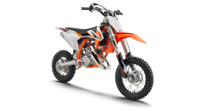 2021 KTM 50 SX Motocross Dirt Bike - front angle 