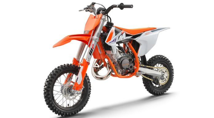 Isolated image of KTM 50 SX dirt bike in white background