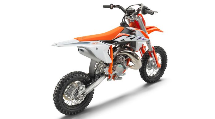 Isolated image of KTM 50 SX dirt bike in white background