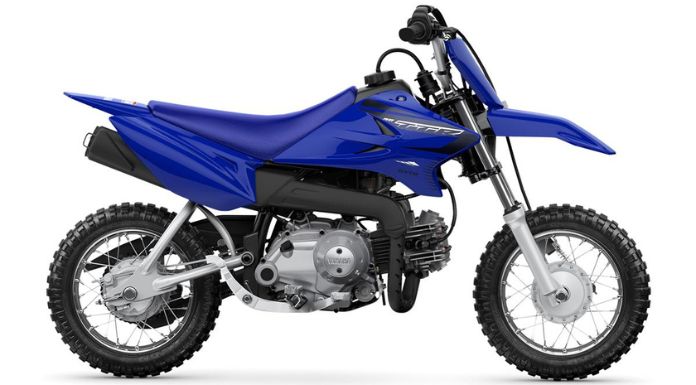 Image of Yamaha TTR50 facing right in white background.