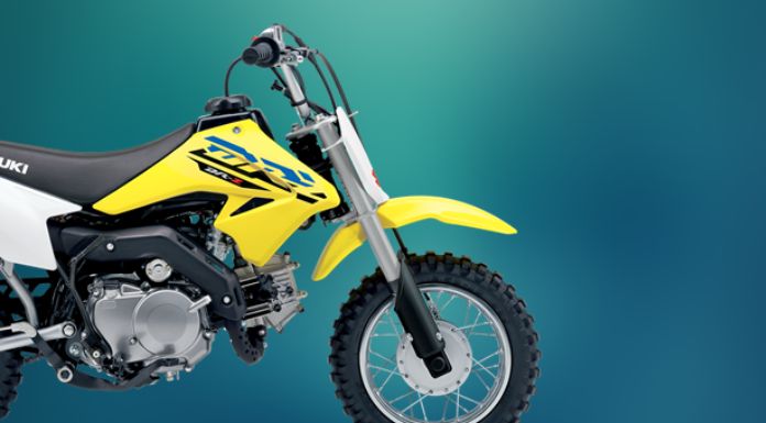 Isolated image of Suzuki 50cc Dirt Bike, DR-Z50 in blue background
