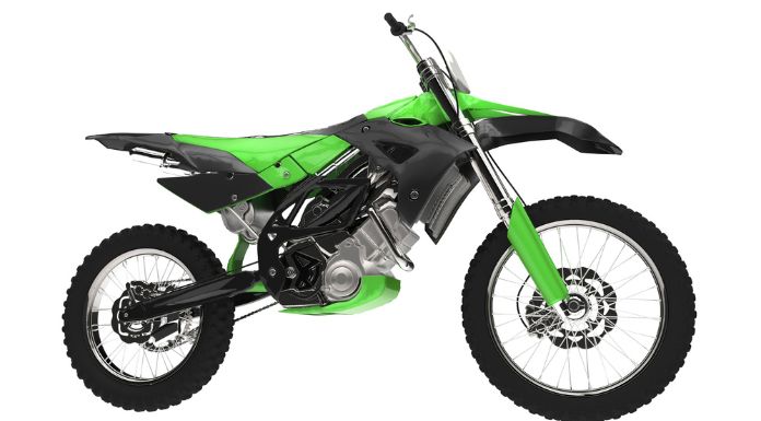 Isolated image of green dirt bike in white background