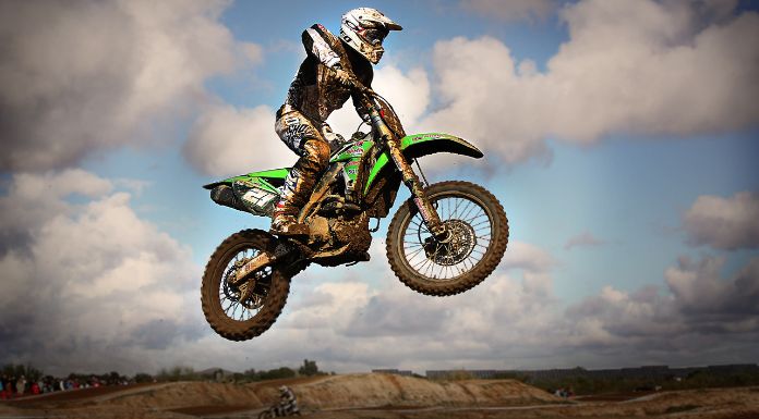 Maan on motorcross training jumping off his dirt bike
