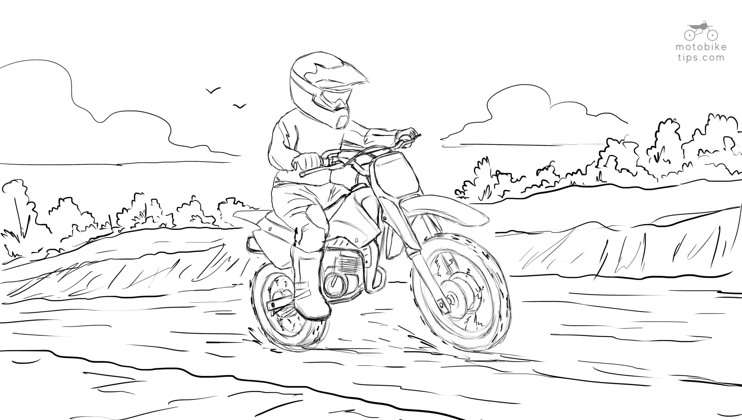 Sketch of boy riding on his suzuki jr 80 dirt bike