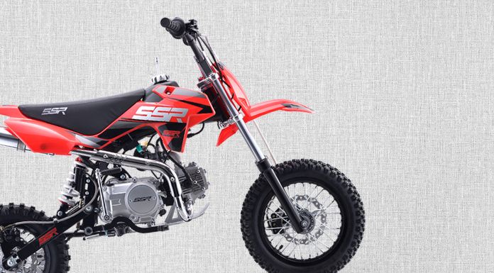 Isolated image of SR110DX SSr pit bike in grey background